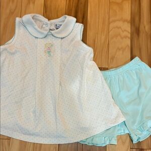 Eyelet & Ivy White and Pink Polka Dot Mermaid Top and Ruffle Shorts Set